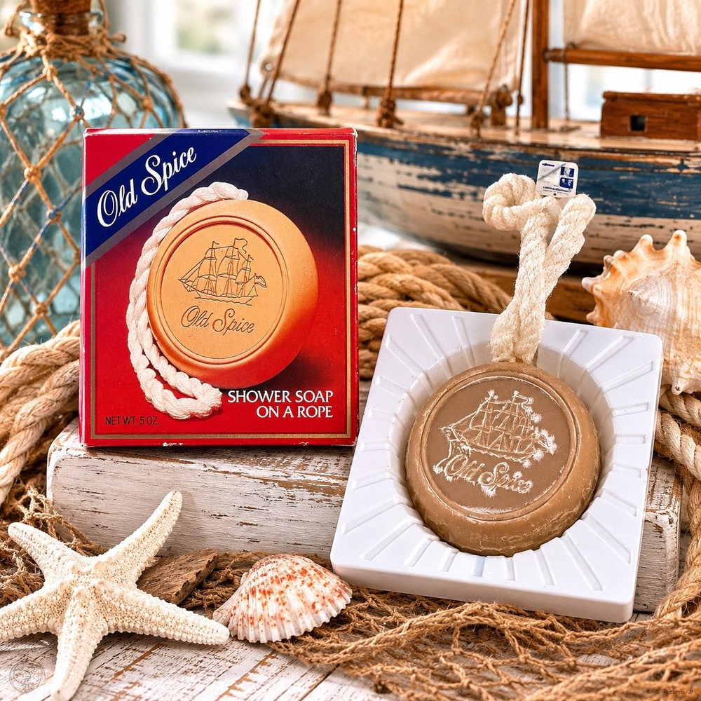 Vintage Old Spice Shower Soap on a‎ Rope Shulton 5oz New in Box Classic Scent